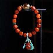 Buddha Stones Natural South Red Agate Pixiu Dzi Bead Fortune Luck Bracelet - image 2