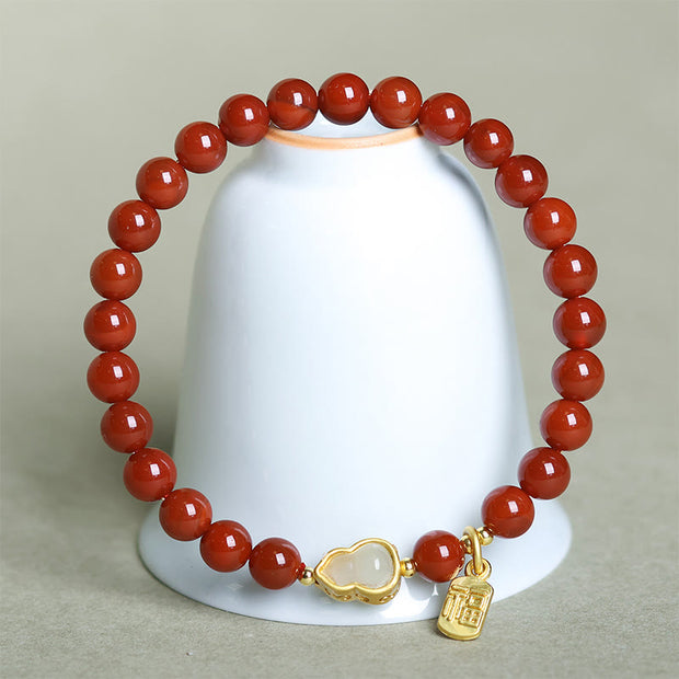 FREE Today: Fortune and Positive Natural South Red Agate Hetian Jade Gourd Bracelet - image 4