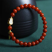 FREE Today: Fortune and Positive Natural South Red Agate Hetian Jade Gourd Bracelet - image 3