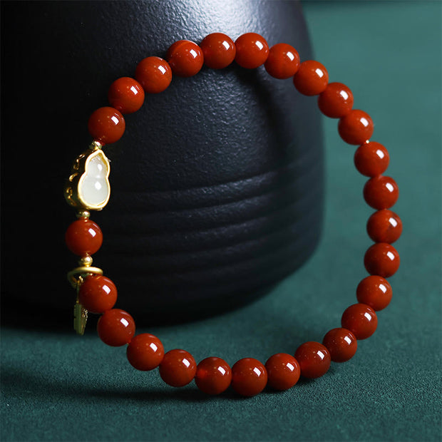 FREE Today: Fortune and Positive Natural South Red Agate Hetian Jade Gourd Bracelet - image 3