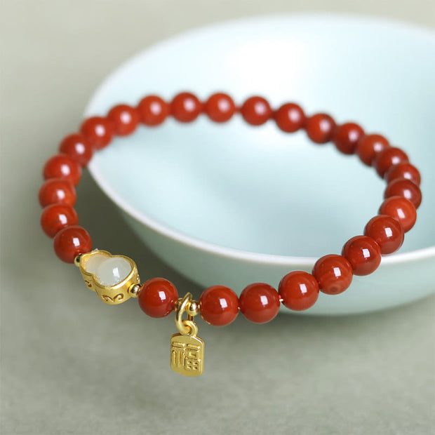 FREE Today: Fortune and Positive Natural South Red Agate Hetian Jade Gourd Bracelet - image 5