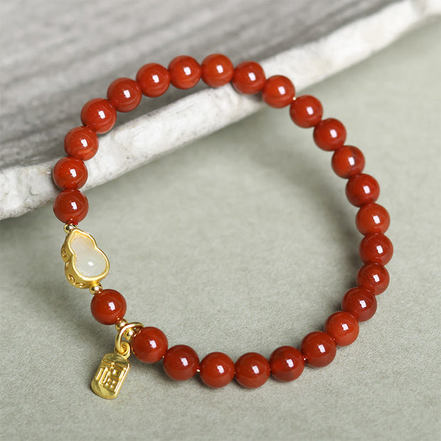 FREE Today: Fortune and Positive Natural South Red Agate Hetian Jade Gourd Bracelet - image 6