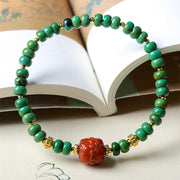 Buddha Stones Tibetan Turquoise Beads South Red Agate Lotus Balance Bracelet - image 3