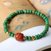 Buddha Stones Tibetan Turquoise Beads South Red Agate Lotus Balance Bracelet - image 5