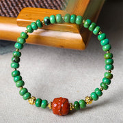 Buddha Stones Tibetan Turquoise Beads South Red Agate Lotus Balance Bracelet - image 9