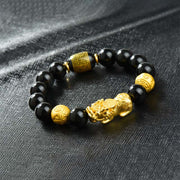 FREE Today: Positive and Wealth Fengshui Copper Pixiu Rainbow Obsidian Beads Bracelet - Om Mani Padme Hum & Fu Character & Brass Pixiu(Wrist circumference:18-19cm) - image 15