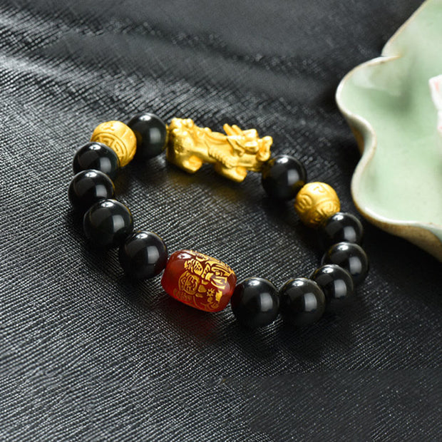 FREE Today: Positive and Wealth Fengshui Copper Pixiu Rainbow Obsidian Beads Bracelet - image 13