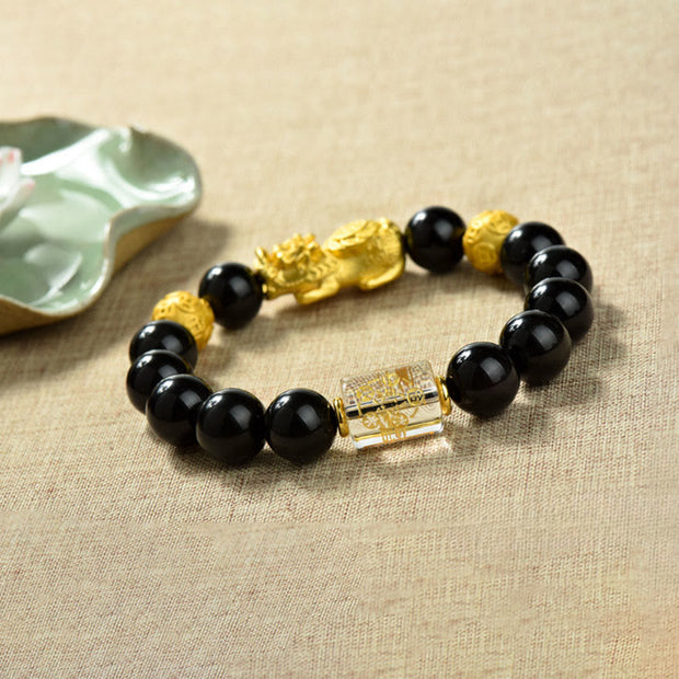 FREE Today: Positive and Wealth Fengshui Copper Pixiu Rainbow Obsidian Beads Bracelet - image 2