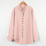 Buddha Stones Solid Color Buttons Fall Long Sleeve Linen Men's Shirt - Pink - US/UK/AU46，EU56 (3XL) - image 14