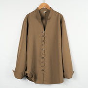 Buddha Stones Solid Color Buttons Fall Long Sleeve Linen Men's Shirt - Peru - US/UK/AU46，EU56 (3XL) - image 23