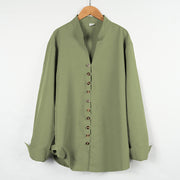 Buddha Stones Solid Color Buttons Fall Long Sleeve Linen Men's Shirt - DarkSeaGreen - US/UK/AU46，EU56 (3XL) - image 20