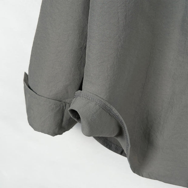 Buddha Stones Solid Color Buttons Fall Long Sleeve Linen Men's Shirt - image 5