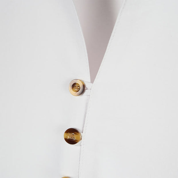 Buddha Stones Solid Color Buttons Fall Long Sleeve Linen Men's Shirt - image 9
