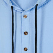 Buddha Stones Solid Color Fall Half Buttons Men's Hooded Long Sleeve Cotton Shirt - image 4