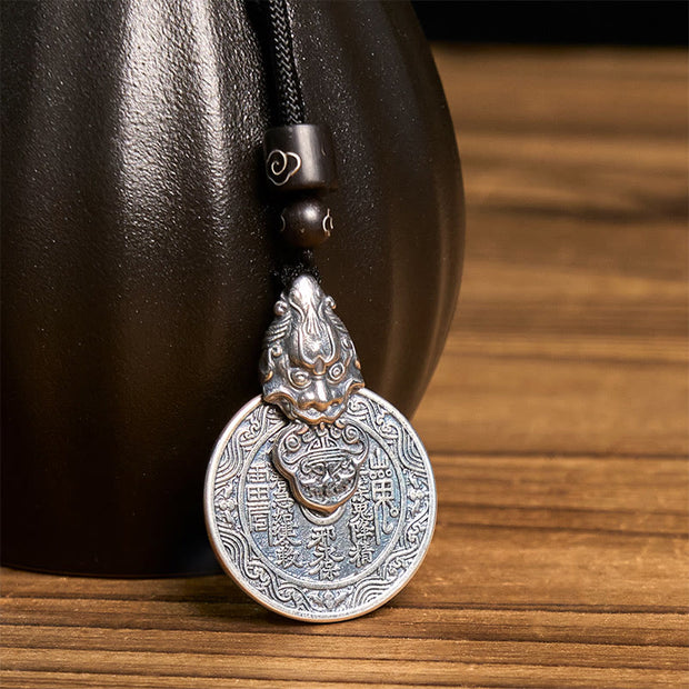 Buddha Stones Mountain Ghosts Spend Money Bagua Design Copper Pixiu Harmony Necklace Pendant - image 3