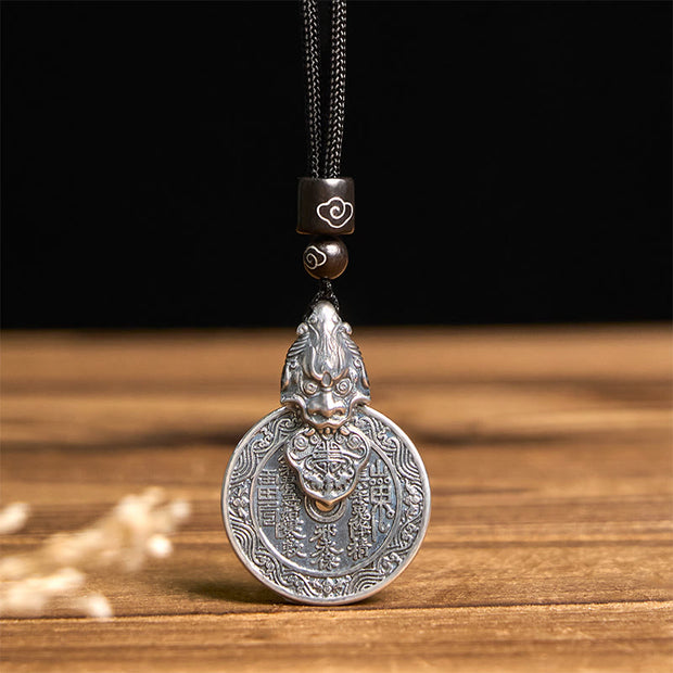 Buddha Stones Mountain Ghosts Spend Money Bagua Design Copper Pixiu Harmony Necklace Pendant - image 4