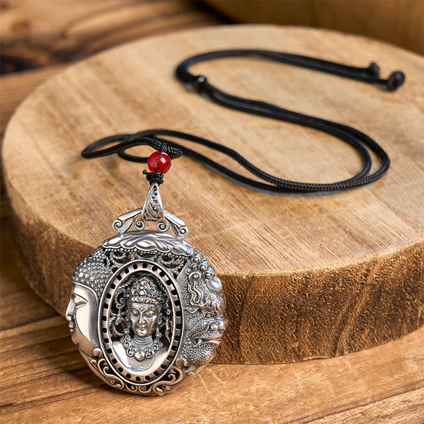 Buddha Stones Copper Buddha Devil Pattern Serenity Pendant Necklace - Buddha Devil(Red Bead Chain) - image 8