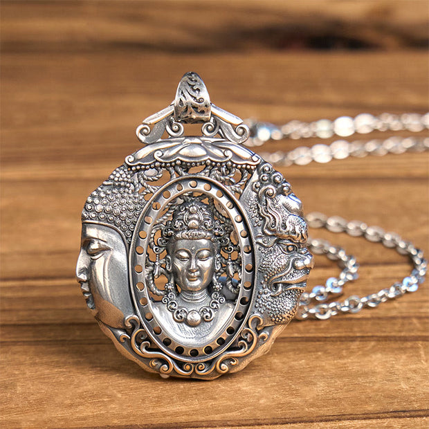 Buddha Stones Copper Buddha Devil Pattern Serenity Pendant Necklace - Buddha Devil(Copper Chain) - image 1