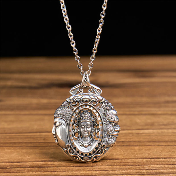 Buddha Stones Copper Buddha Devil Pattern Serenity Pendant Necklace - image 2