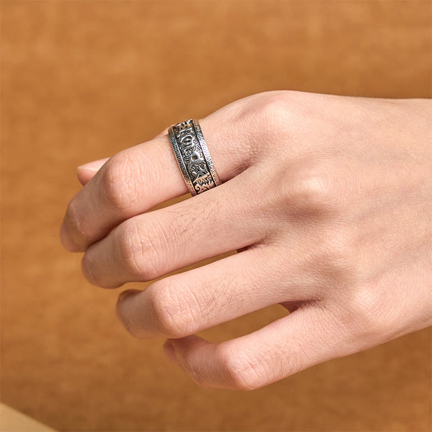 Buddha Stones Om Mani Padme Hum Copper Adjustable Wealth Ring - image 4