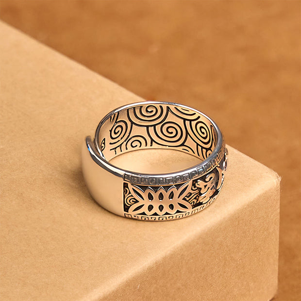 Buddha Stones Om Mani Padme Hum Copper Adjustable Wealth Ring - image 2