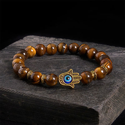 FREE Today: Courage and Protection Tiger Eye Beads Evil Eye Bracelet - Tiger Eye(Wrist Circumference: 17-19cm) - image 1