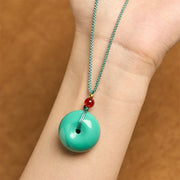 Buddha Stones Turquoise Peace Buckle Rope Balance Necklace Pendant - image 4