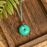 Buddha Stones Turquoise Peace Buckle Rope Balance Necklace Pendant - image 3