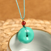 Buddha Stones Turquoise Peace Buckle Rope Balance Necklace Pendant - image 2