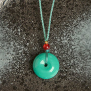 Buddha Stones Turquoise Peace Buckle Rope Balance Necklace Pendant - image 5