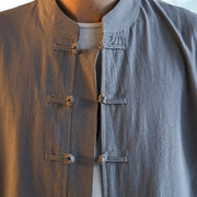Buddha Stones 2Pcs Zen Tang Suit Men's Frog-Button Long Sleeve Shirt Pants Set With Pockets - image 12
