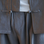 Buddha Stones 2Pcs Zen Tang Suit Men's Frog-Button Long Sleeve Shirt Pants Set With Pockets - image 15