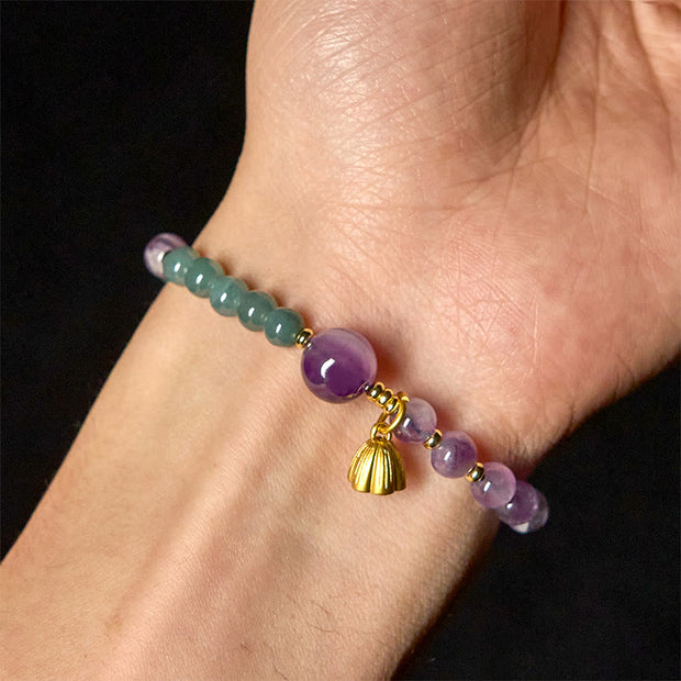 Buddha Stones Natural Lotus Amethyst Jade Balance Bracelet - image 4