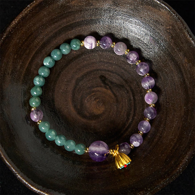Buddha Stones Natural Lotus Amethyst Jade Balance Bracelet - image 3