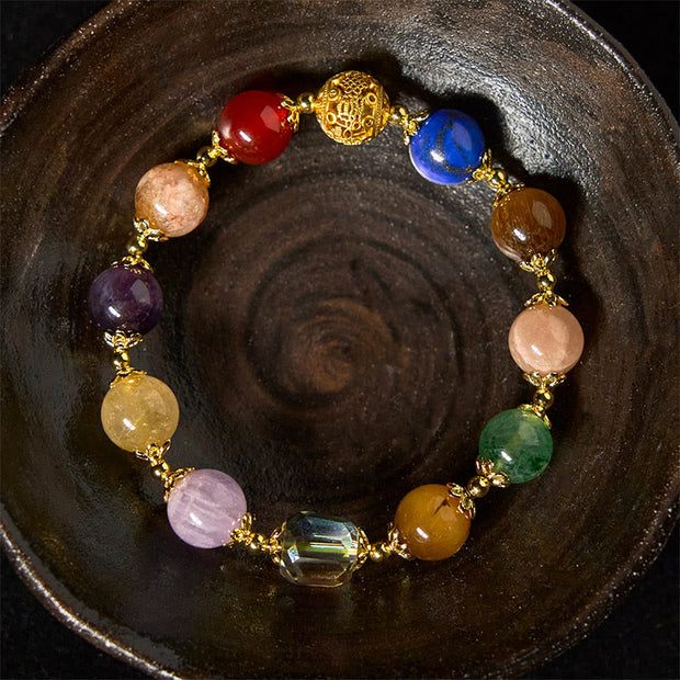 Buddha Stones Natural Dunhuang Colorful Beads Amethyst Lazurite Balance Bracelet - image 2