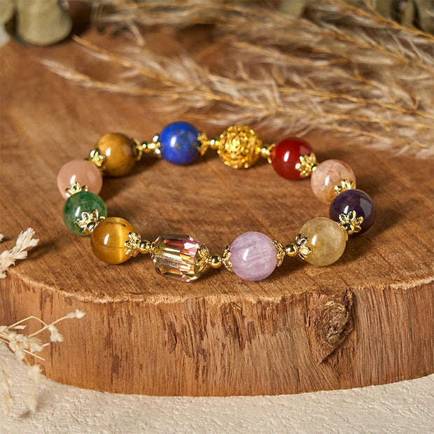 Buddha Stones Natural Dunhuang Colorful Beads Amethyst Lazurite Balance Bracelet - image 4