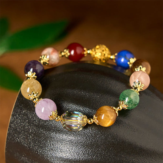 Buddha Stones Natural Dunhuang Colorful Beads Amethyst Lazurite Balance Bracelet - Amethyst(Wrist Circumference: 14-16cm) - image 1