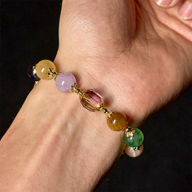 Buddha Stones Natural Dunhuang Colorful Beads Amethyst Lazurite Balance Bracelet - image 5