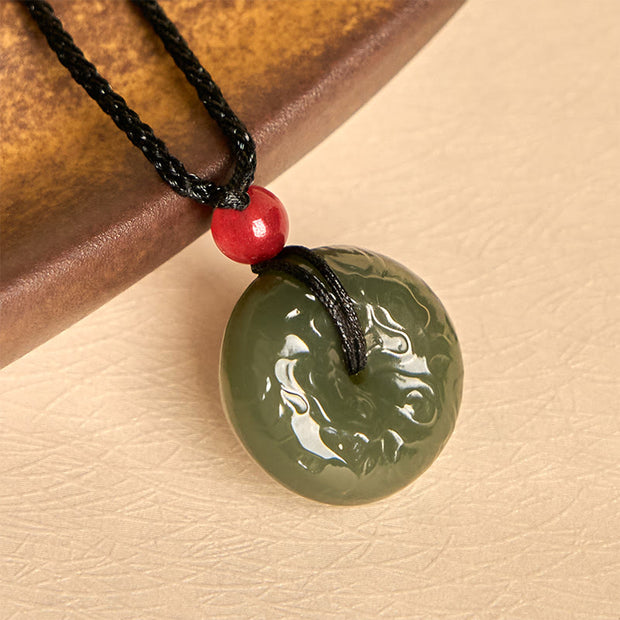 Buddha Stones "Wishing You Peace and Safety" Peace Buckle Jade Necklace Includes Gift Message Card - image 3