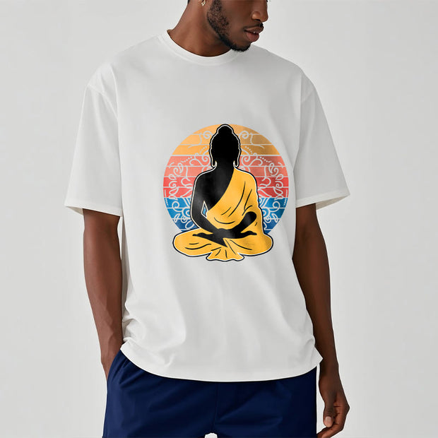 Buddha Stones Casual Colorful Meditating Buddha Pattern Cotton Tee T-shirt - image 7