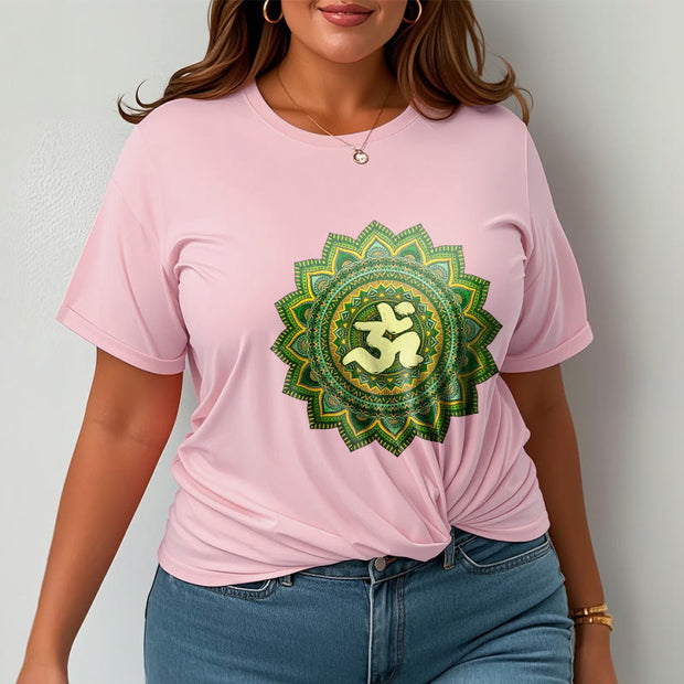 Buddha Stones Casual Green Mandala Om Symbol Pattern Cotton Tee T-shirt - image 14