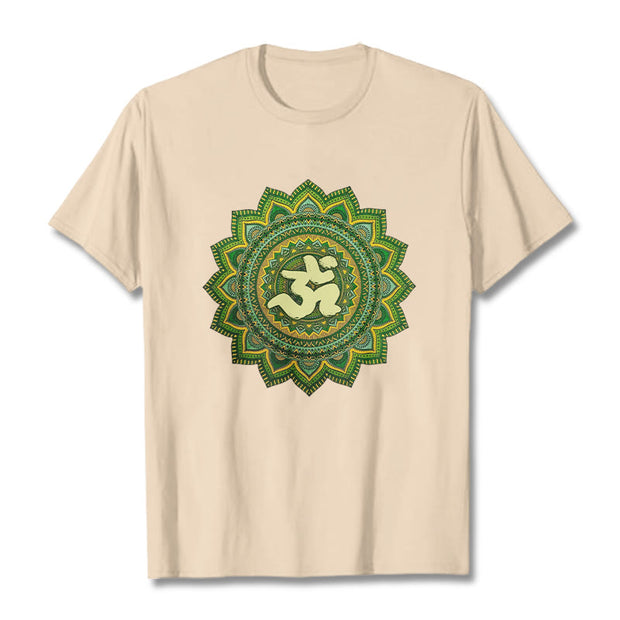 Buddha Stones Casual Green Mandala Om Symbol Pattern Cotton Tee T-shirt - Bisque - 2XL - image 9