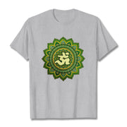 Buddha Stones Casual Green Mandala Om Symbol Pattern Cotton Tee T-shirt - LightGrey - 2XL - image 20