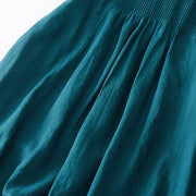 Buddha Stones Casual Accordion Pleat Plain V-neck Short Sleeve Cotton Midi Dress With Pockets - image 42