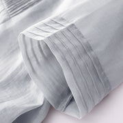 Buddha Stones Casual Accordion Pleat Plain V-neck Short Sleeve Cotton Midi Dress With Pockets - image 27