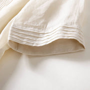 Buddha Stones Casual Accordion Pleat Plain V-neck Short Sleeve Cotton Midi Dress With Pockets - image 34