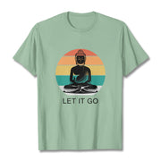 Buddha Stones Casual Colorful Striped Background Meditating Buddha Pattern Cotton Tee T-Shirt - PaleGreen - 2XL - image 15