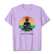 Buddha Stones Casual Colorful Striped Background Meditating Buddha Pattern Cotton Tee T-Shirt - Plum - 2XL - image 17