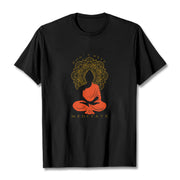 Buddha Stones Casual Meditative Buddha Mandala Pattern Cotton Tee T-Shirt - Black - 2XL - image 1