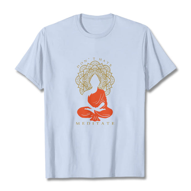 Buddha Stones Casual Meditative Buddha Mandala Pattern Cotton Tee T-Shirt - LightCyan - 2XL - image 19